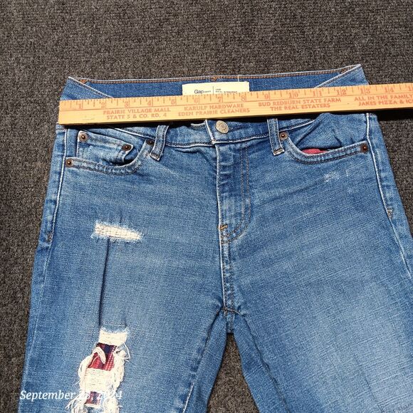Gap 1969 Jeans Women 25 Regular Real Straight Distressed Stretch Low Rise Pants - Picture 6 of 10